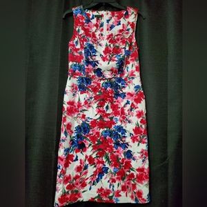 Blue and Pink/Fusia floral Talbots spring dress with zip-up back